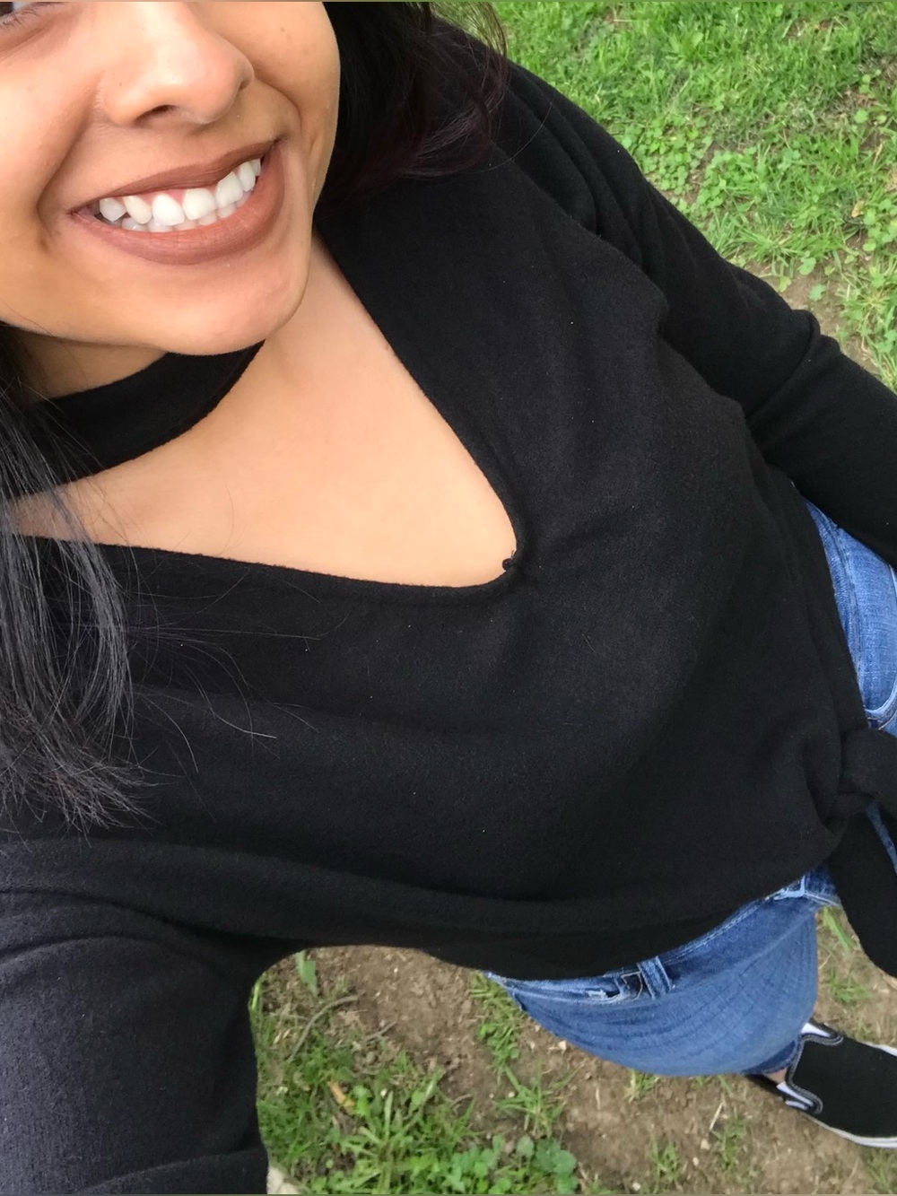 Black Tie Front Sweater